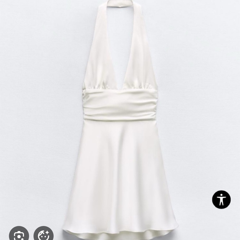 Zara Satin Silky Halter Open Back Mini Dress